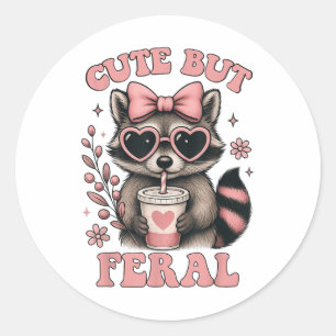 Adesivo Bonita, Mas Feral Raccoon Sungles Engraçado Memóri