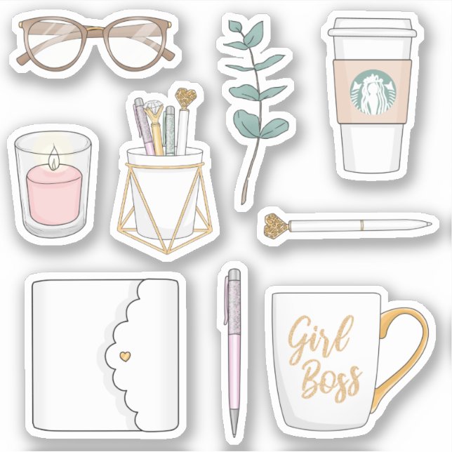 Adesivo Bonita Moderna Chefe Café White Planner Stickers (Frente)
