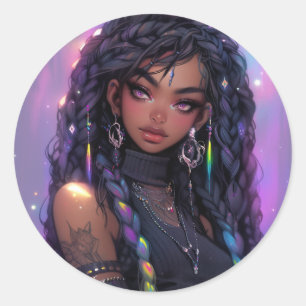 Adesivo Bonita Na moda de Animação de Cabelo Travado