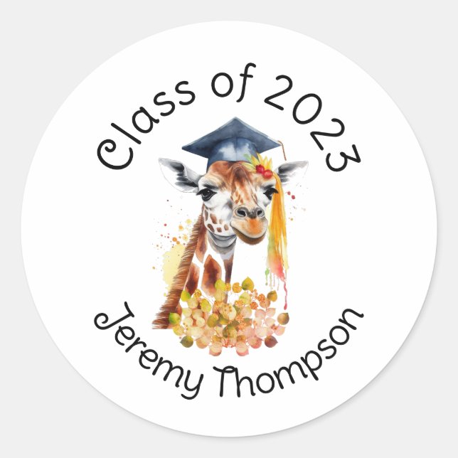 Adesivo Bonita oferta de graduação de Girafa (Frente)