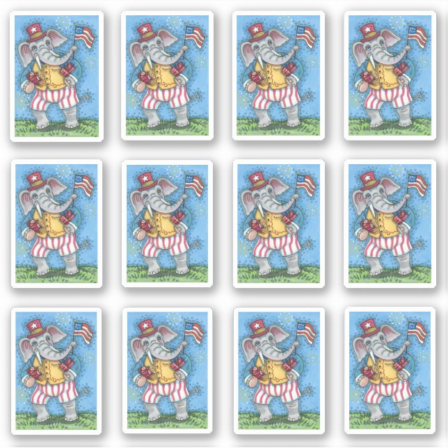 ADESIVO BONITA PATRIÓTICA ELEFANTE ONDANDO PAVILHÃO AMERIC (Frente)