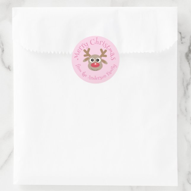 Adesivo Bonita Reindeer de Natal Rosa (Bolsa)