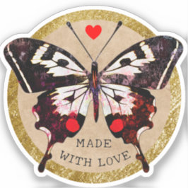 Adesivo Bonita Vintage Grunge Butterfly Coração Feita Com 
