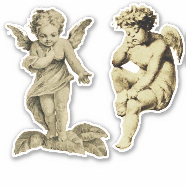 Adesivo Bonita Vintagem Dois Angels Chubby Cherubs (Frente)