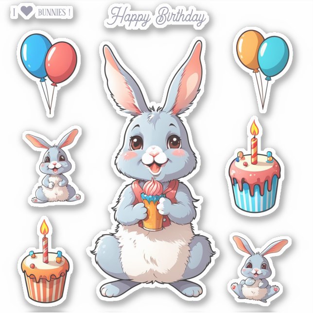 Adesivo Bonitas "Bunnies Happy Birthday" (Frente)