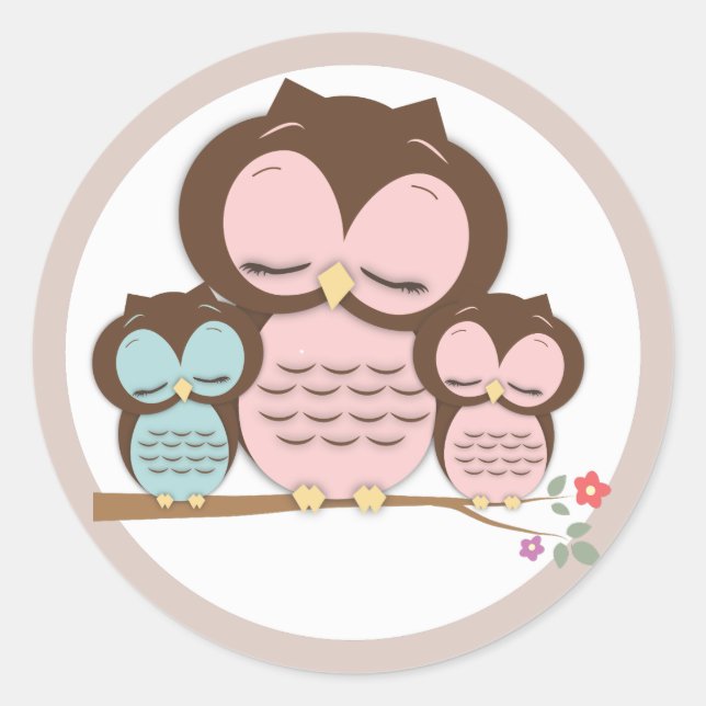 Adesivo Bonitinha Mama e Bebê Gêmeos em um Ramo (Frente)