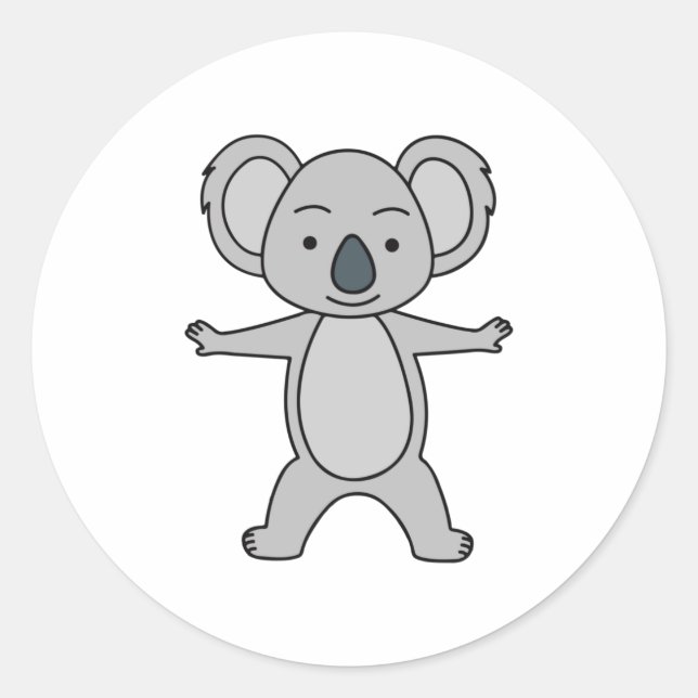 Adesivo Bonitinho Koala Com Sorriso Em Pé (Frente)