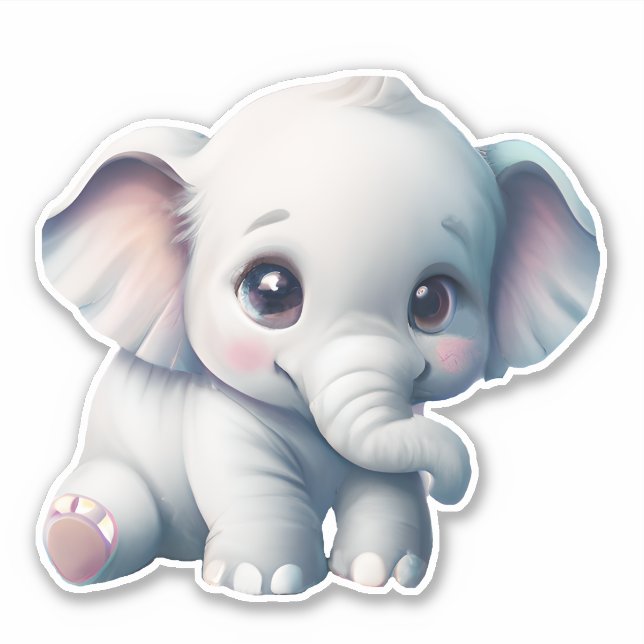 Adesivo Bonito Adorável Elefante Para Bebê Kawaii (Frente)