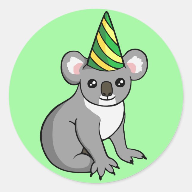 Adesivo Bonito aniversário Koala no Partido que Desenha St (Frente)