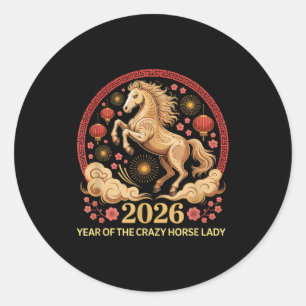 Adesivo Bonito Ano de 2026 do Cavalo Louco Senhora Lunar M