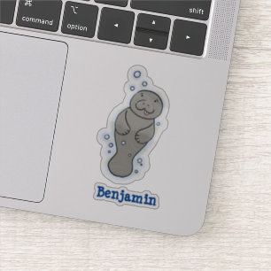 Adesivo Bonito bebê manateado com ilustração de bolhas