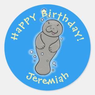 Adesivo Bonito bebê manateado com ilustração de bolhas