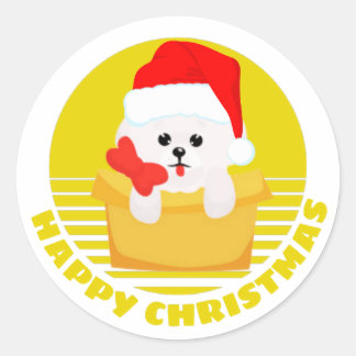 Adesivo Bonito Bichon Frise de Natal Engraçado