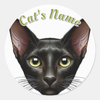 Adesivo Bonito Black Oriental Shorthair Cat. Personalizado
