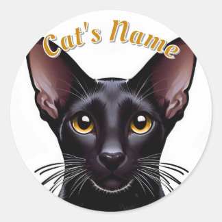 Adesivo Bonito Black Oriental Shorthair Cat. Personalizado