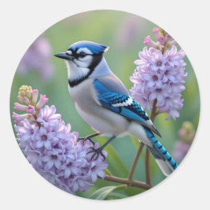 Adesivo Bonito Blue Jay em pé nas filiais do Lilac