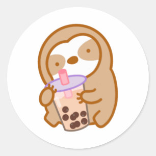 Adesivo Bonito Boba milk Tea Sloth Sticker