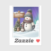 Bonito boneco de neve no Polo Norte com luzes de n