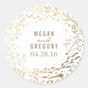 Adesivo Bonito branco Dourado do buquê floral da