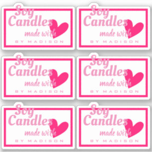 Adesivo Bonito branco rosa feito com velas de soja cardía