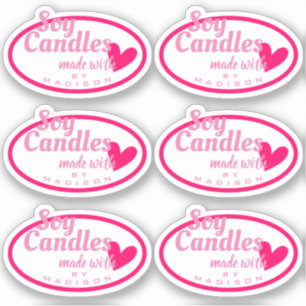 Adesivo Bonito branco rosa feito com velas de soja cardíac