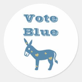 Adesivo Bonito burro democrático e corações VOTA AZUL