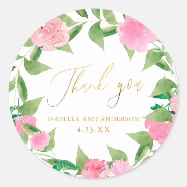 Adesivo Bonito Casamento Dourado Falso Rosa Floral, Muito  (Frente)