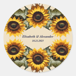 Adesivo Bonito casamento elegante de girassol amarelo