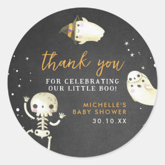 Adesivo Bonito Chá de fraldas De Boo De Halloween Obrigado