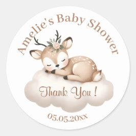 Adesivo Bonito Chá de fraldas De Veado Dormindo Obrigado