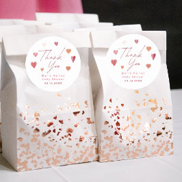 Adesivo Bonito Chá de fraldas Menina De Corações Obrigado