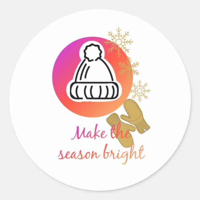 Adesivo Bonito Chapéu e Mittens da temporada de inverno (Frente)