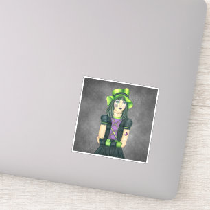 Adesivo Bonito Cinza de tatuagem de chapéus verdes de Hall