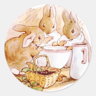Adesivo Bonito, coelhos de Beatrix Potter, costume