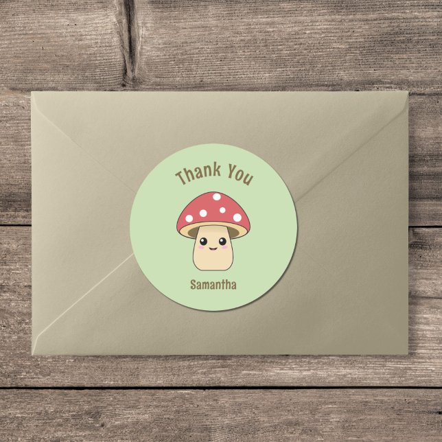 Adesivo Bonito Cogumelo Obrigado Sticker (Cute Mushroom Thank You Sticker)