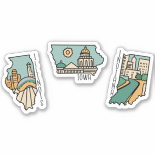 ADESIVO BONITO CONJUNTO DE POSTAIS DE LANDSCAPE DOS ESTADO