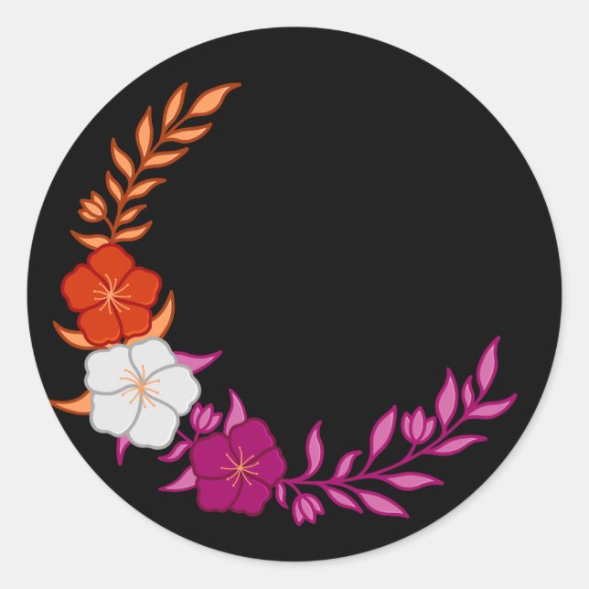 Adesivo Bonito Crescente de Flores Lésbicas Sutis (Frente)