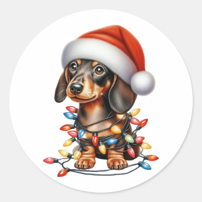 Adesivo Bonito Dachshund de Natal (Frente)