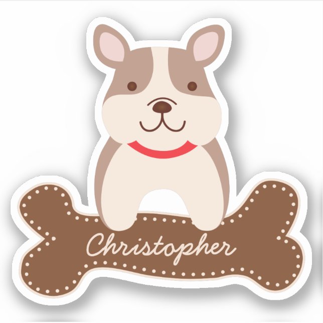Adesivo Bonito desenho francês Buldogue Cachorro Cachorro  (Frente)
