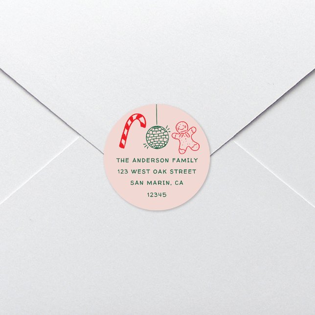 Adesivo Bonito Doodles Feriados de Natal Endereço de Devol (Criador carregado)