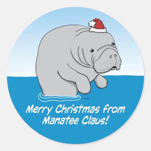 Adesivo Bonito e engraçado Manatee Claus (Frente)