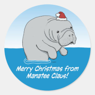 Adesivo Bonito e engraçado Manatee Claus