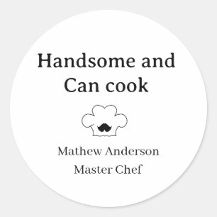 Adesivo bonito e pode cozinhar mestre chef homem rei da co