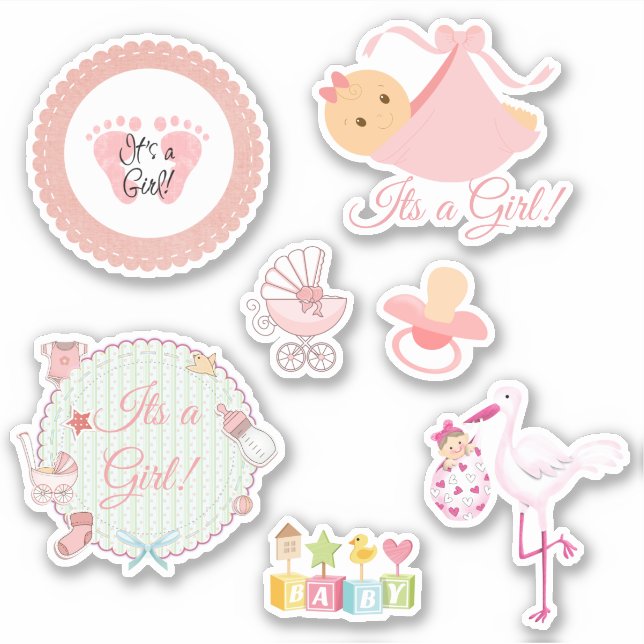 Adesivo Bonito É Uma Garota Pink Baby Stickers (Frente)