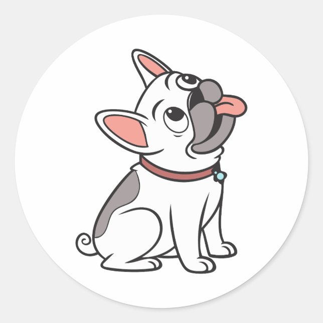 Adesivo Bonito Engraçado Sentado Solteiro Buldogue Francês (Frente)
