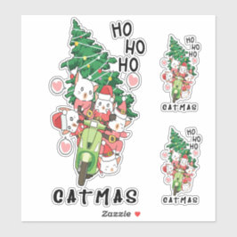 Adesivo Bonito Engraçado Vintage Cat Claus Catmas