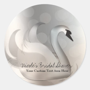 Adesivo Bonito Favor Personalizado Elegante Swan White e S