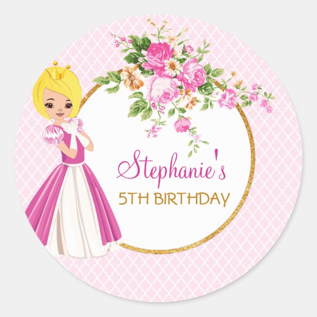 Adesivo Bonito Festa de aniversario de meninas da Princesa (Frente)