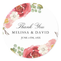 Bonito flor rosa e vermelha aquarela Obrigado