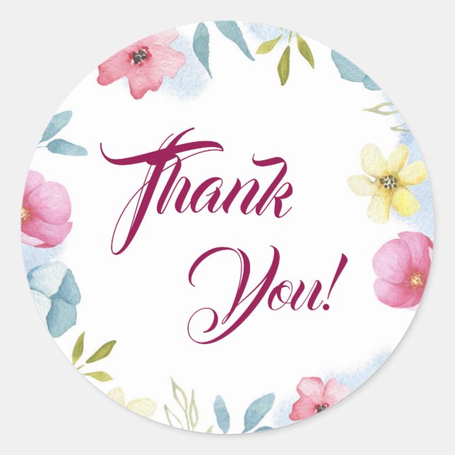 Adesivo Bonito Floral Obrigado Chá de fraldas (Frente)